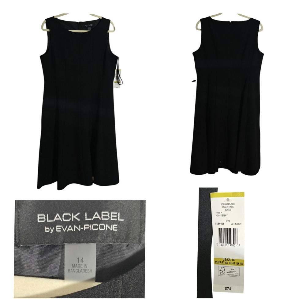 Evan Picone Black Sleeveless Dress